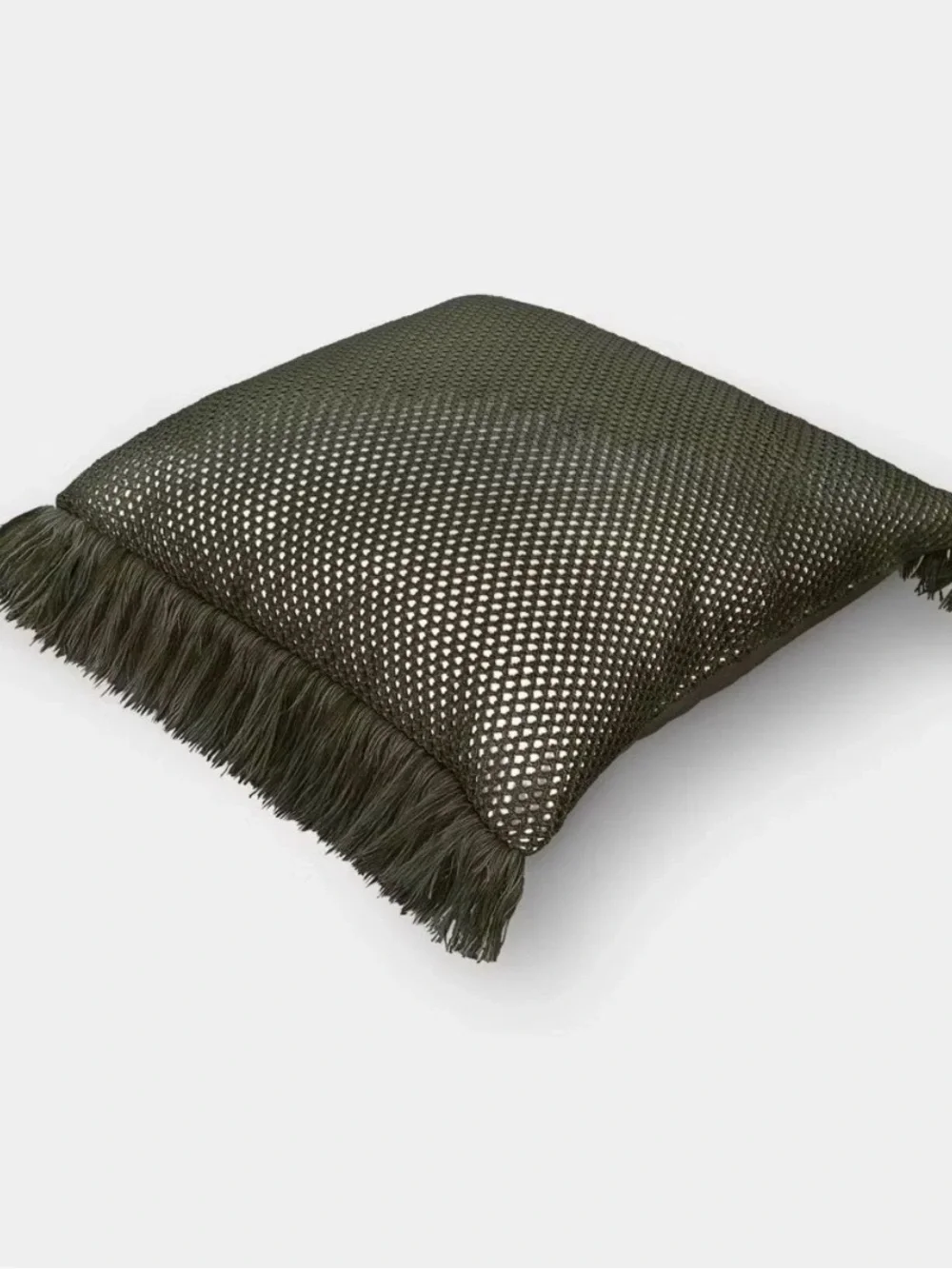Threshold Olive Green Textured Fringe Accent Pillow